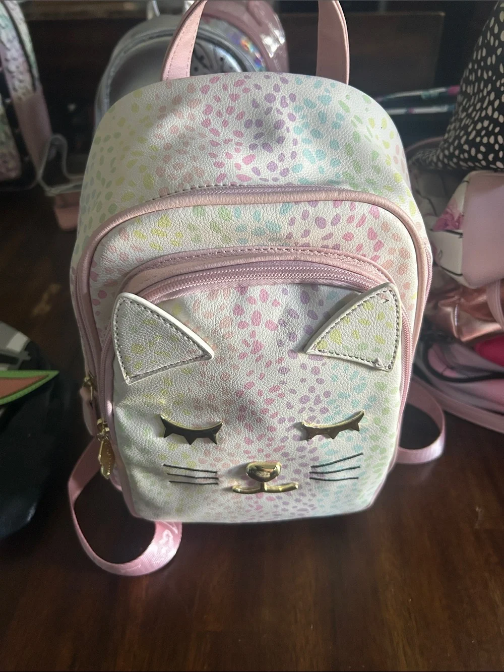 Pink Pastel Cat Mini Backpack for Kids